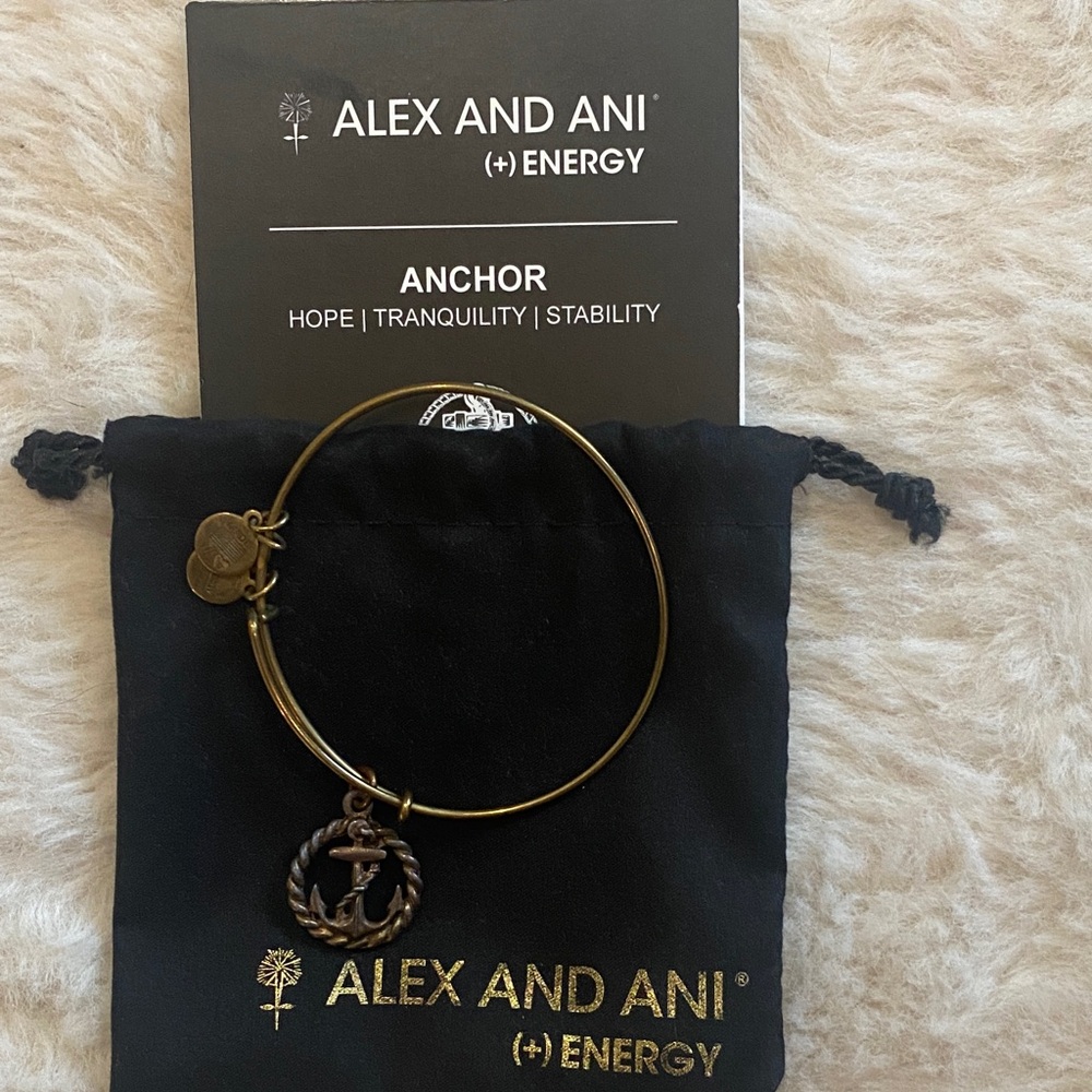 Alex and Ani Gold Anchor Charm Bangle